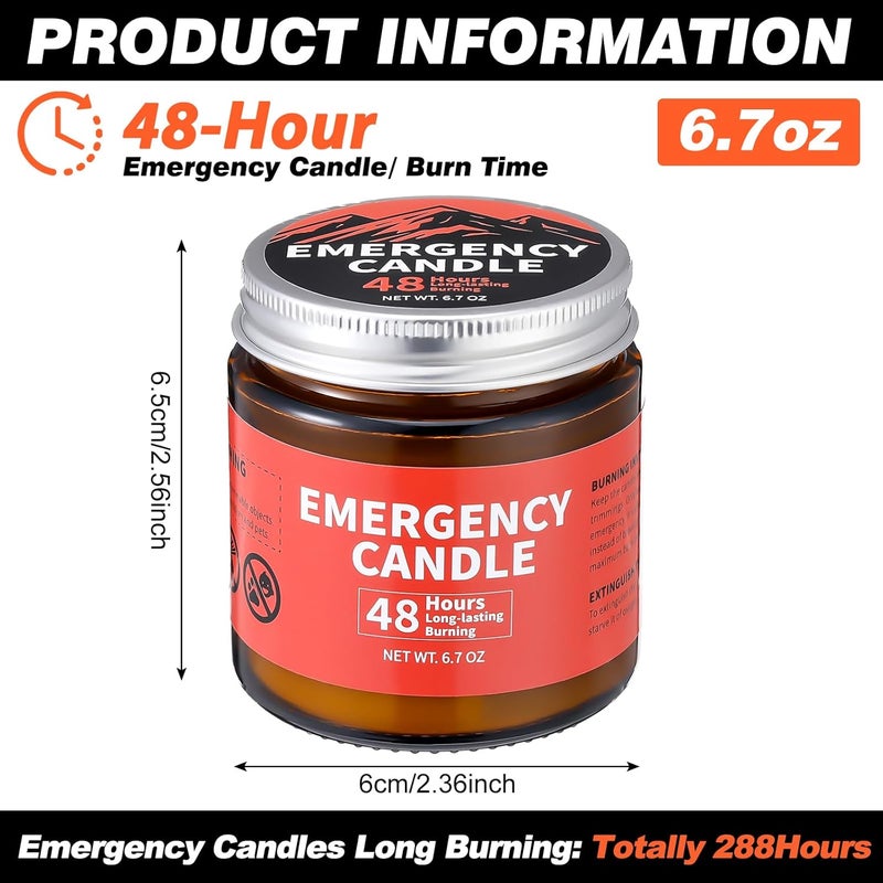 Chuarry Emergency Candles for Power Outage 48 Hours Long Burning Survival Candles Soy Wax for Emergency Winter Storm Camp Essentials - Image 3